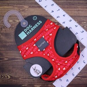 FuzzYard Dog Harness Red 'Puppy Love' with Hearts Size Small NWT